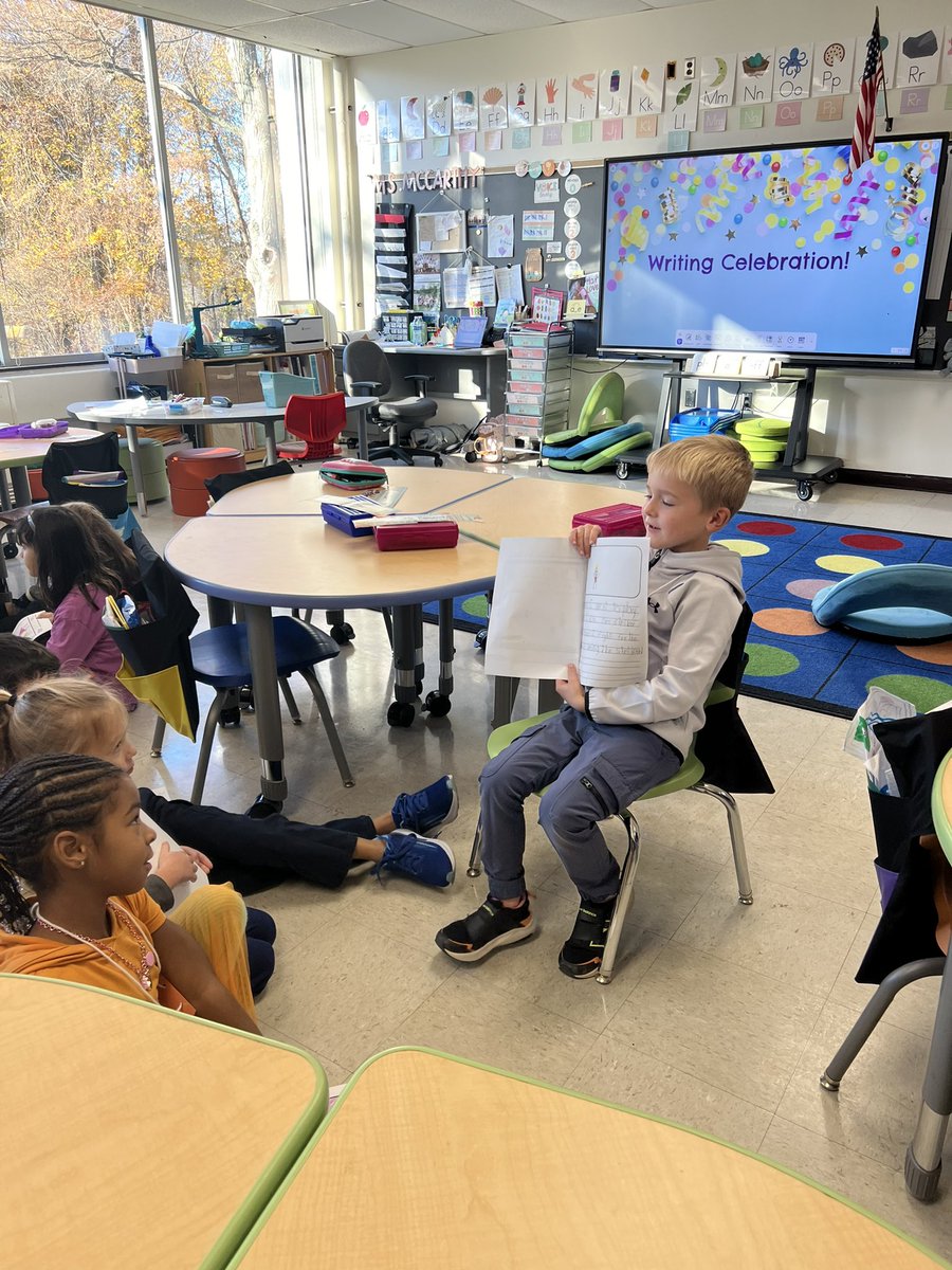 msgabbymccarthy's tweet photo. Our first writing celebration was a success! After lots of hard work and successfully “publishing” our favorite small moment stories, we were able to share and celebrate our work with one another! #wearechappaqua https://t.co/pyrD5wRYxz