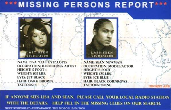 A thread about the time Lisa "Left Eye" Lopes &amp; Shawn Newman (her then boyfriend) went "missing" and their unreleased movie, 'O.T.R. (On the Run)'. ➖️👁💜