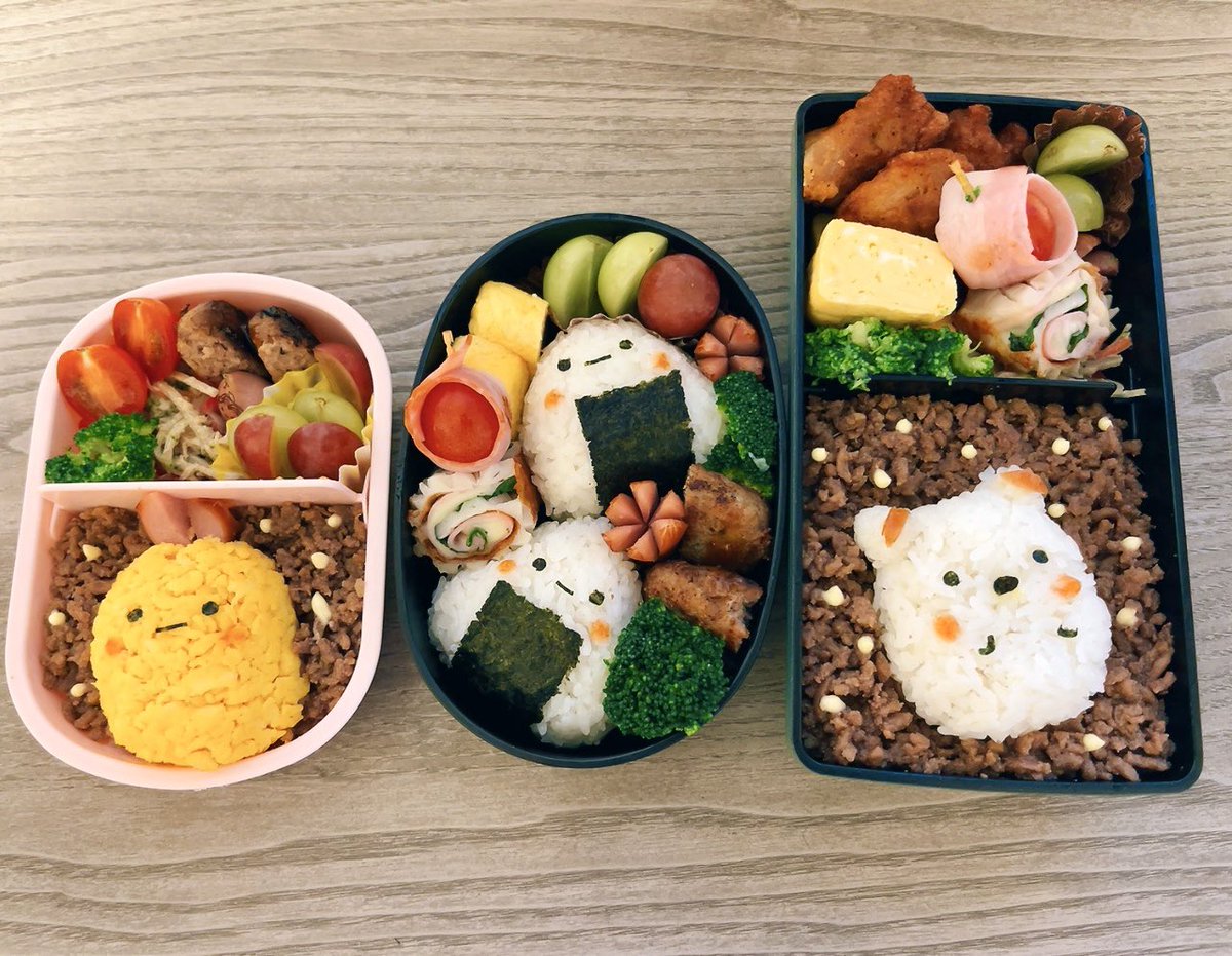 ririri_chiffon's tweet image. お弁当3人分♡
今日はすみっコぐらし✨

早起きして作ろうと思ったら、
末っ子(1歳)まで早起きしてきて邪魔されながら…よく頑張った私🥹

#お弁当 #すみっコぐらし弁当