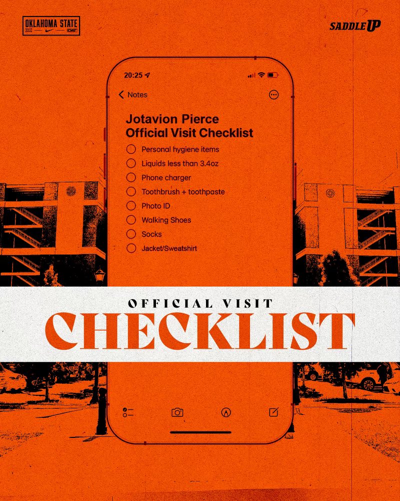 Jotavion Pierce (@jotavionpierce) on Twitter photo I Will Be In Stillwater This Weekend! <a href="/CowboyFB/">OSU Cowboy Football</a> 🤠 #DAT #GoPokes #OfficialVisit
<a href="/CoachGundy/">Mike Gundy</a>
<a href="/coachoneal_osu/">Cameron O'Neal</a>
<a href="/CoachNardo27/">Bryan Nardo</a>
<a href="/danhammer11/">Dan Hammerschmidt</a>
<a href="/ChadSimmons_/">ChadSimmons</a>
<a href="/SWiltfong_/">Steve Wiltfong</a>
<a href="/jeffsentell/">Jeff Sentell</a>
<a href="/kirkjuice32/">Coach Kirk Johnson</a>
<a href="/MCPKnightsFB/">Montgomery Catholic FB</a> I Will Be In Stillwater This Weekend! <a href="/CowboyFB/">OSU Cowboy Football</a> 🤠 #DAT #GoPokes #OfficialVisit
<a href="/CoachGundy/">Mike Gundy</a>
<a href="/coachoneal_osu/">Cameron O'Neal</a>
<a href="/CoachNardo27/">Bryan Nardo</a>
<a href="/danhammer11/">Dan Hammerschmidt</a>
<a href="/ChadSimmons_/">ChadSimmons</a>
<a href="/SWiltfong_/">Steve Wiltfong</a>
<a href="/jeffsentell/">Jeff Sentell</a>
<a href="/kirkjuice32/">Coach Kirk Johnson</a>
<a href="/MCPKnightsFB/">Montgomery Catholic FB</a>