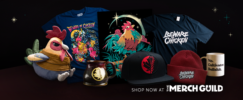 CasualfarmerBOC's tweet photo. The Beware Of Chicken Merch line has opened!

This merchandise is password-protected and exclusively available for purchase by Patreon subscribers until the 26th of November. https://t.co/I2StIgSSIU https://t.co/PvSpKQfOxk
