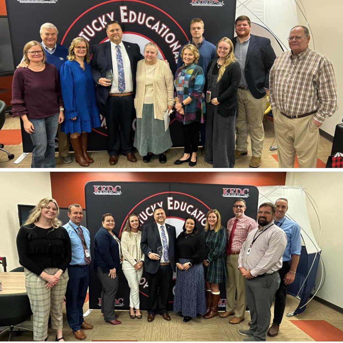 Woodfordsuper1's tweet photo. Today WE were named KEDC superintendent of the year!  No one achieves this alone. I stood with family, friends &amp; colleagues to accept this honor!  To everyone who has poured into my 30 yr career, thank you, Especially to all of the kids I’ve blessed to work with! WE did it! https://t.co/mBmRKruVPq