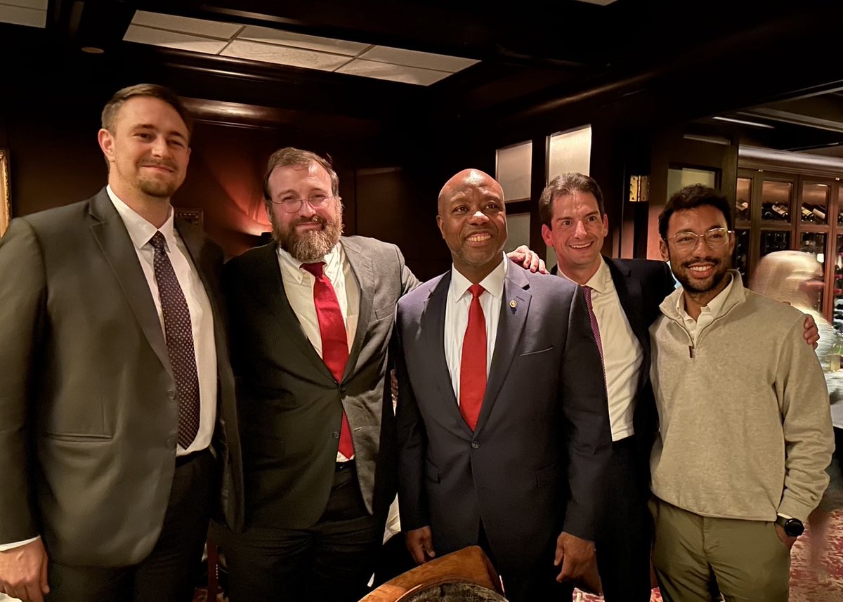 Great dinner with Senator Scott. America's best days are coming