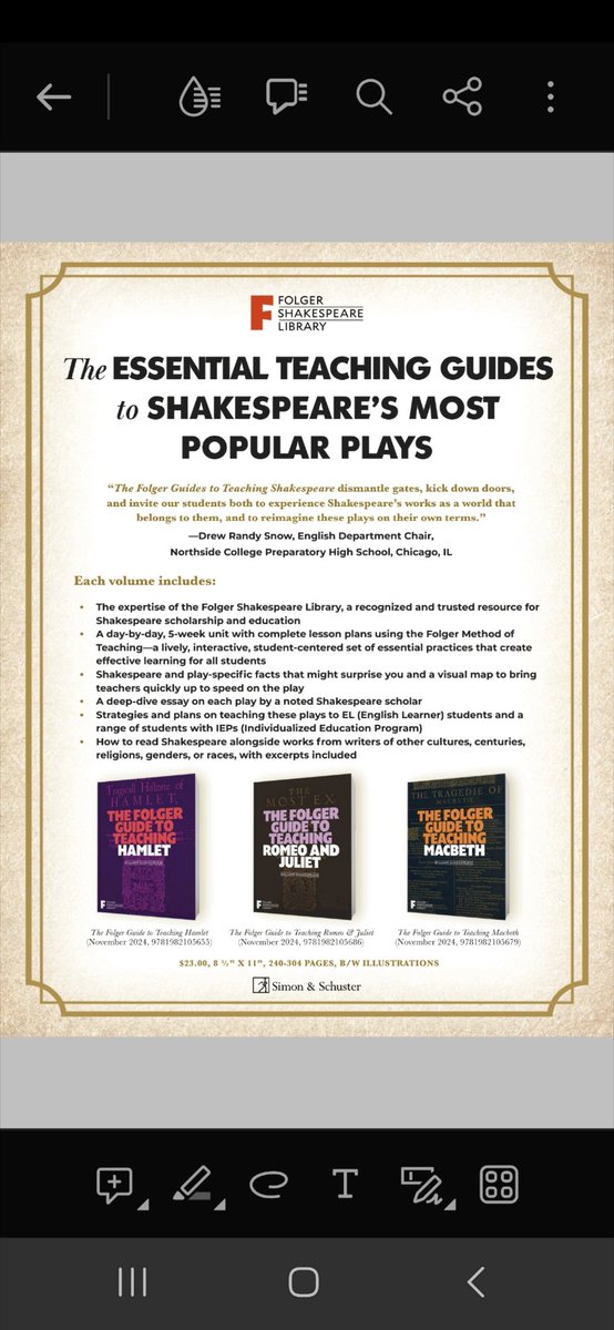 Shakesbrain's tweet image. It was an honor to be asked to preview and blurb the newly reimagined Folger Guides to Teaching Shakespeare.

The original Folger Guides showed me that Shakespeare had much to say to students. The "new" guides have shown me that students have much to say back. @FolgerED