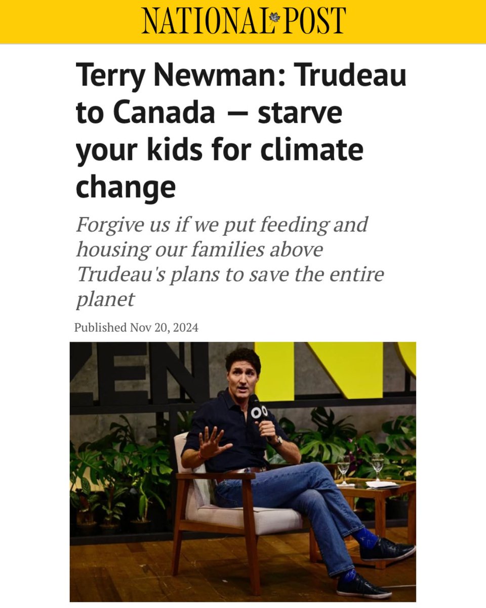 PierrePoilievre's tweet image. “Trudeau to Canada — starve your kids for climate change.”

nationalpost.com/opinion/terry-…