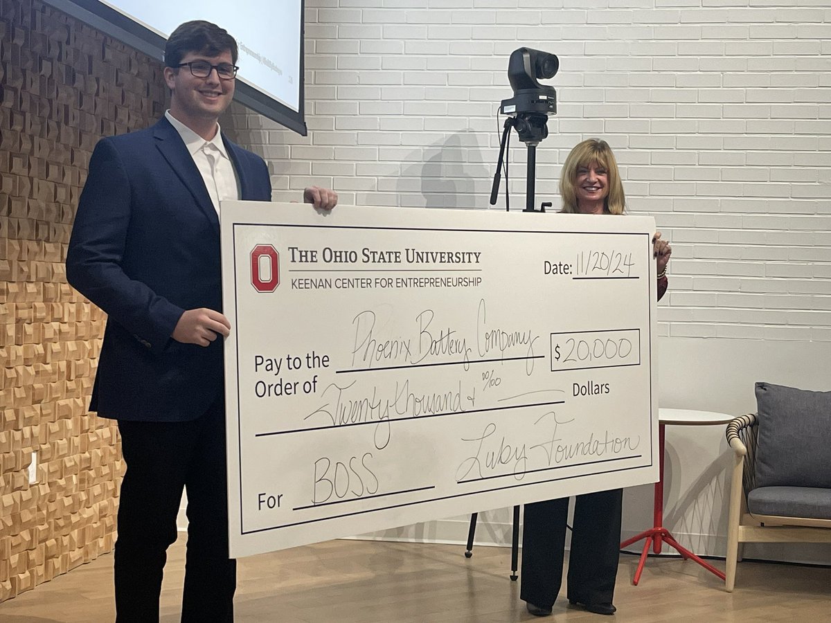 PeterMohler's tweet photo. Congrats to all of the #OhioState student ventures who pitched at tonightβs BOSS (Best of Student Start-up) event at the @keenancenterosu. Am excited to see the progress of these impressive student ventures including the winner Phoenix Battery Company. https://t.co/N319k7JCgo