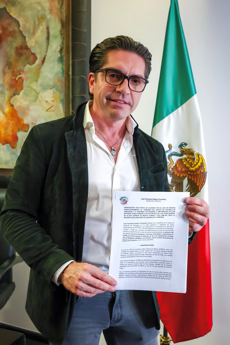 SalazarLuisFer's tweet photo. Hoy presenté un punto de acuerdo para invitar a las autoridades a no abandonar a las familias de los trabajadores de #AHMSA ante la quiebra de la empresa. Y yo personalmente también les digo que no están solos, estamos con ustedes. https://t.co/5ncRv6cuQ4
