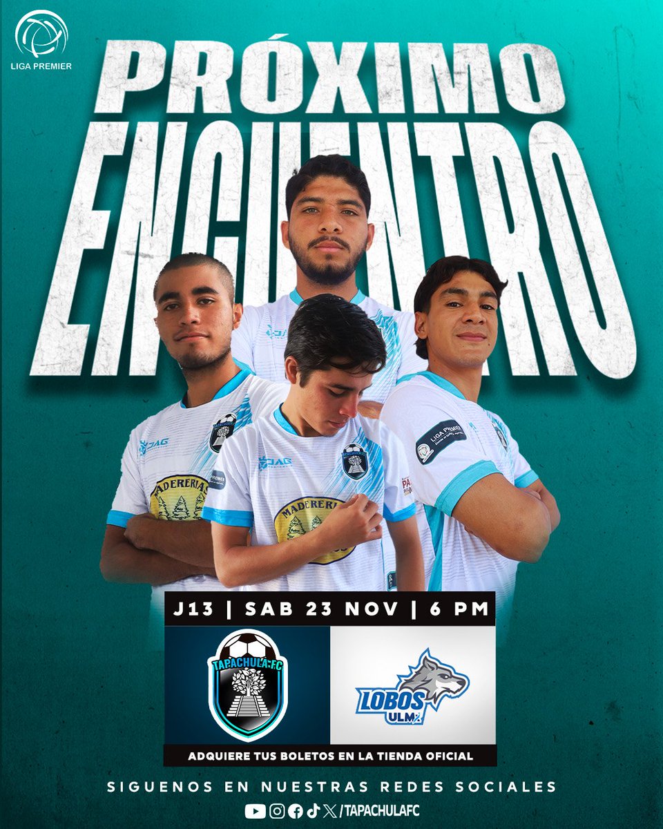 🏟 POR UN NUEVO TRIUNFO EN CASA 👊
Este sábado 23 de noviembre a las 18 PM tenemos una cita 🤩, recibimos a Lobos ULM en el 🏟 Olímpico.
¡Vamos por el 4to triunfo en fila en nuestra cancha‼️🔥

📆 23 de noviembre
⏰️ 18 PM
🏟 Olímpico de Tapachula

#SomosTapachula  #LigaPremier