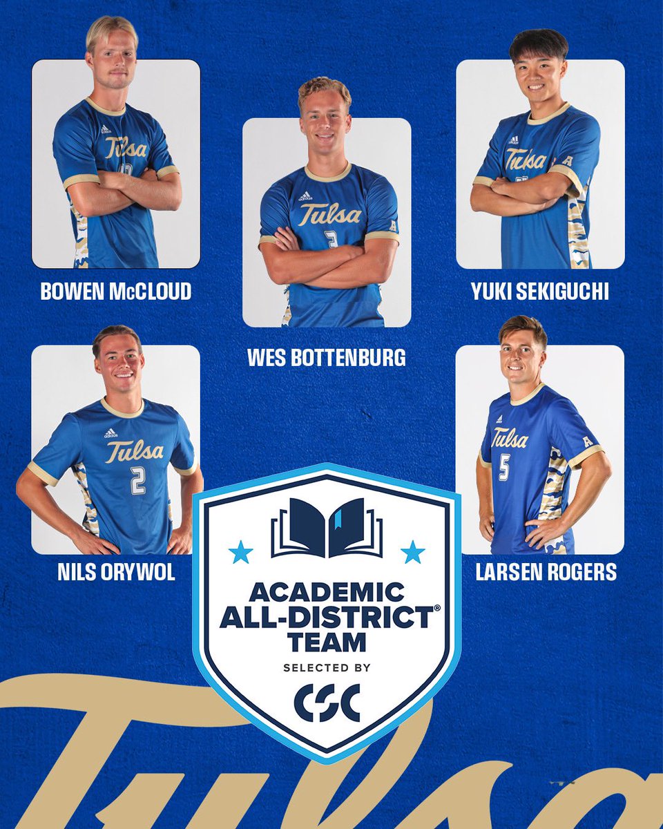 TulsaMSoccer's tweet image. Congrats to our five guys who put the student in student-athlete! 📚
#ReignCane