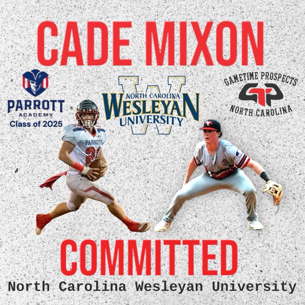 Congratulations to Gametime Prospects player Cade Mixon  (MIF ) class of 2025 from Parrott Academy on his commitment to NC Wesleyan University.  Cade is going to Wesleyan to be a duel sport athlete in both Baseball &amp; Football. We wish you the best in your athletic and academic