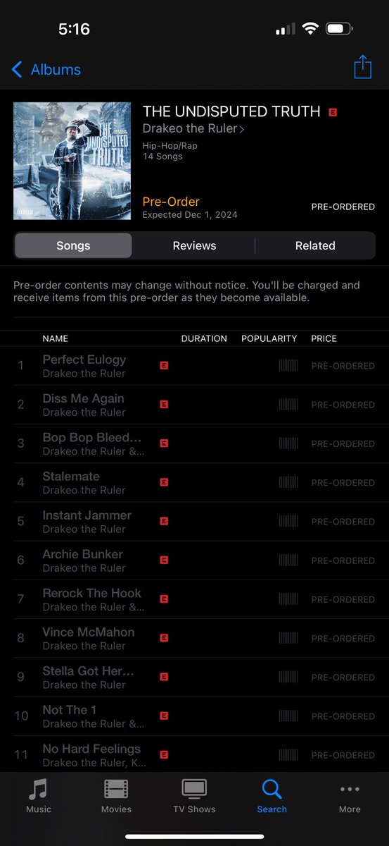 ZachyMorris's tweet photo. @RalfytheP @IamMRMOSELY Preorder done ✅ #RIPDrakeoTheRuler #TheUndisputedTruth https://t.co/J1Fl4B7WMP