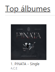Choice!
Actualmente #PINATA🪅 está posicionada en los tops de iTunes Colombia de la siguiente forma:

🥇#1 en álbumes.
🥈#2 en canciones.

#ACE #에이스  #피냐타 #AcePinata <a href="/official_ACE7/">A.C.E</a>