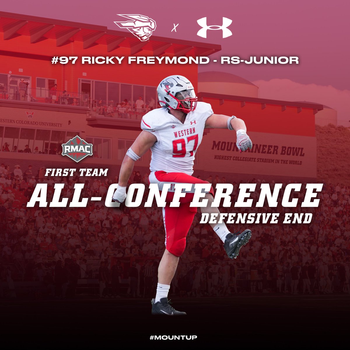 Our 2024 First Team All-RMAC Players!

Drew Nash (QB); Stevie Byron (OL); Ricky Freymond (DE); Kendall Lightfoot (ILB).