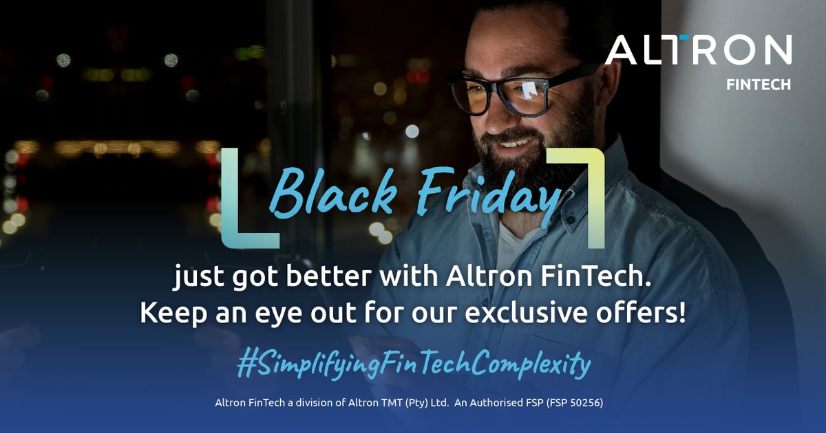 AltronFinTech's tweet image. We have a ONE DAY ONLY Black Friday special dropping soon. Keep a look out for what we have planned. eu1.hubs.ly/H0dzN4M0

#SimplifyingFinTechComplexity