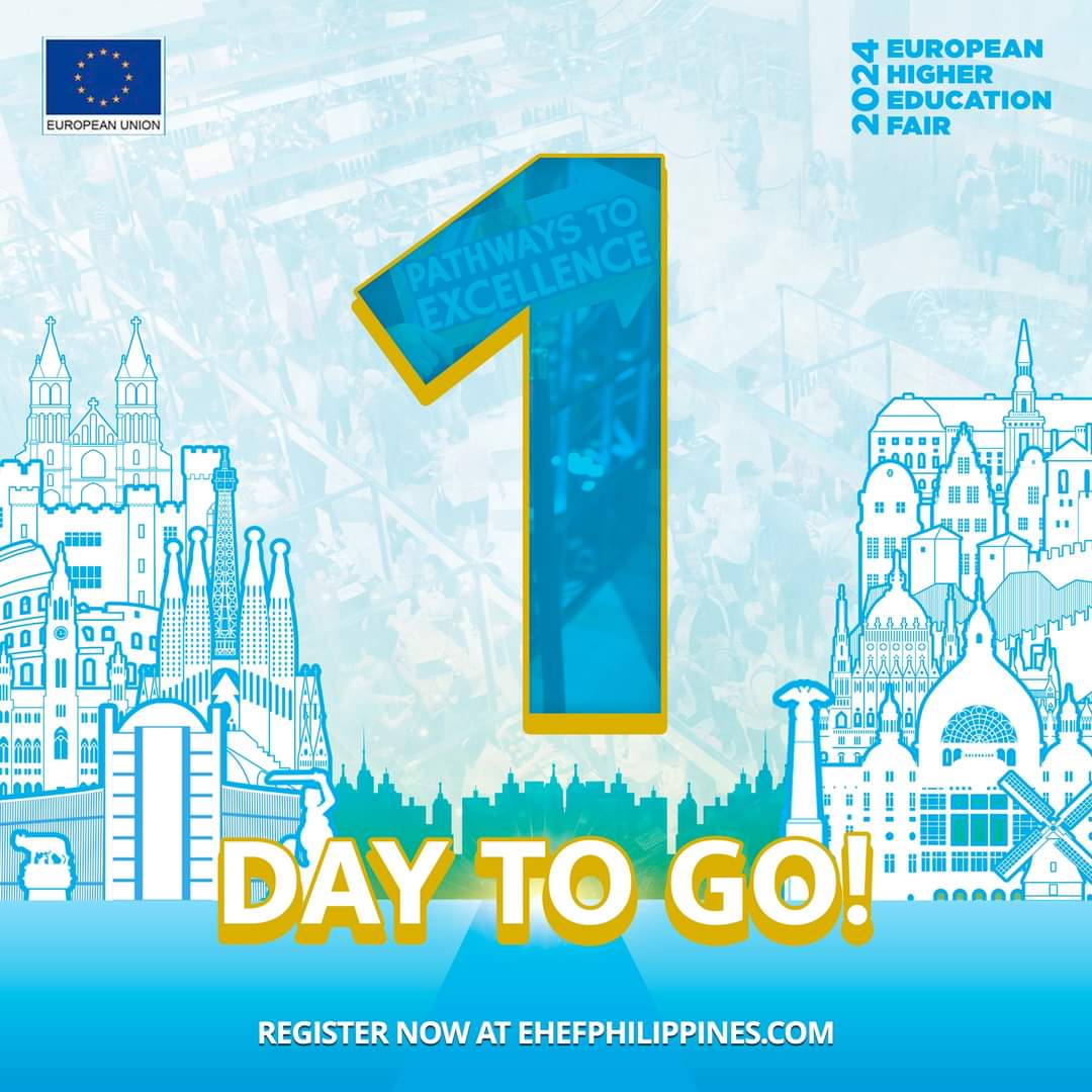 EUinthePH's tweet photo. SEE EU TOMORROW! ⭐✨
Don’t miss this once-a-year opportunity to explore the vast culture, and world-class education in the EU! Be part of the future international students! 🌍
Register for free now at https://t.co/L8dNTapduZ
#EHEF2024 #PathwaysToExcellence https://t.co/sPHM14bAqb