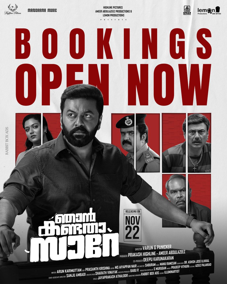 highlinepicture's tweet photo. Bookings open now !!

#NjanKandathaSare In cinemas from November 22.

#HighlinePictures #AmeerAbdulazeezProductions #LemonProductions
#RabbitBoxAds https://t.co/XOQWegSnRF