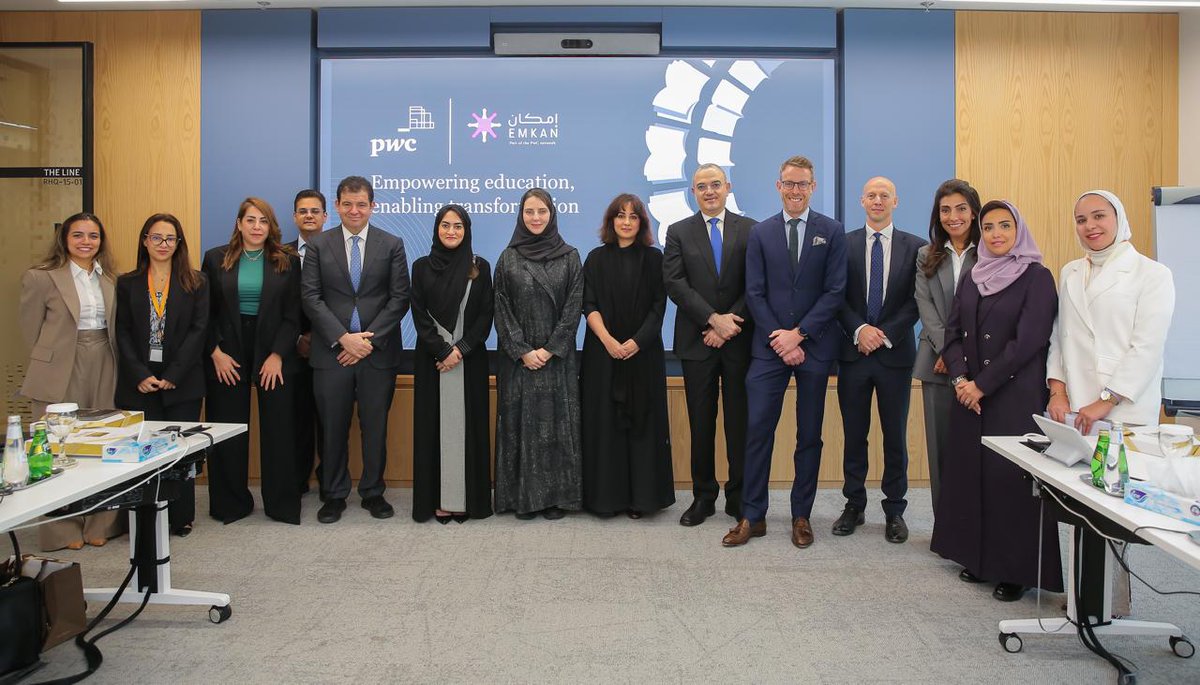 PwC_Middle_East's tweet photo. With Saudi Arabia’s ambitious #Vision2030 guiding the way and the support of HE Eng. Khalid Al-Falih, we are proud to welcome @emkaneducation to the PwC Middle East family.
Together, we will help support the Kingdom’s transition to a knowledge-based economy, empowering talent, fostering innovation, and building a future-ready workforce. #PwCProud https://t.co/q8phPgsV5f