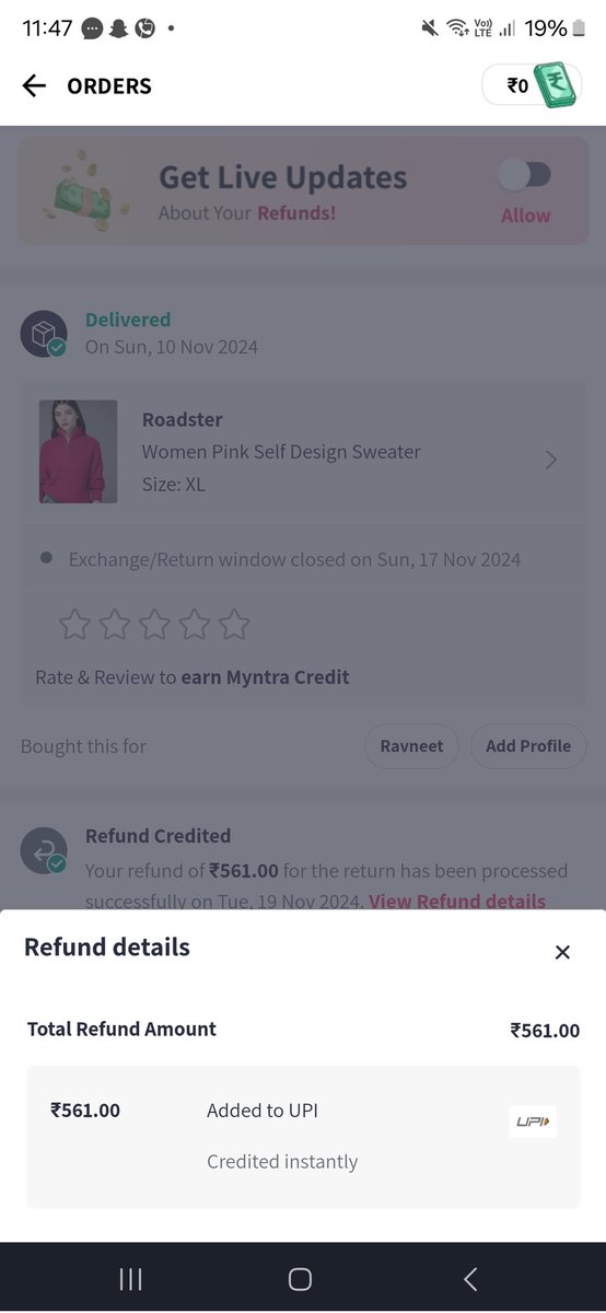 AmnaazO's tweet photo. @MyntraSupport I need details of RRN  .. as myntra fakes d transfer of money,, bt in actual dey keep on using ur money n get intrst on dat money,, poor service,, frauds https://t.co/pGaZ1UcuRU