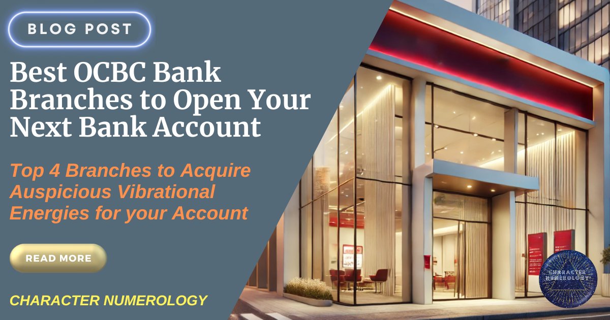 Numerology3943's tweet photo. Are you an OCBC customer? Does your account number carry positive energy? While you can't fully choose it, some aspects are in your control. 

Check out our blog to find the best OCBC branches in Singapore using numerology!

#CharacterNumerology #Numerology #OCBC #Singapore https://t.co/uXeVJCkJsD