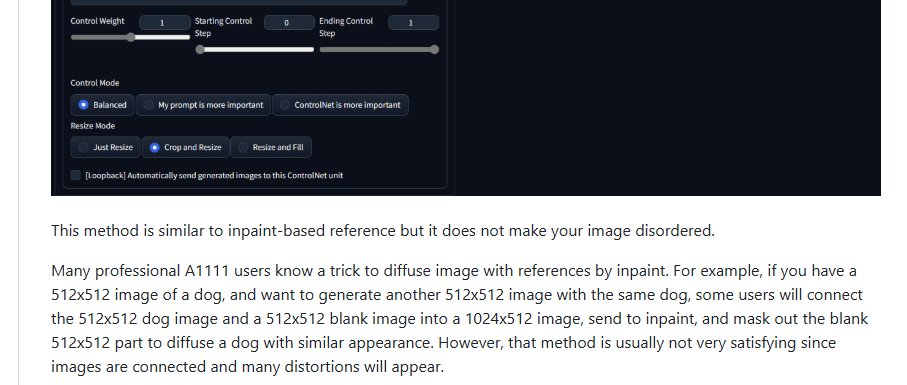 lvminzhang's tweet image. If you ever, somewhat, think about having seen some reference transfer method discussions a long time ago by stitching images or inpainting, but just could not remember where you saw it exactly --- maybe here is that commit on 2023 May 13: github.com/Mikubill/sd-we…