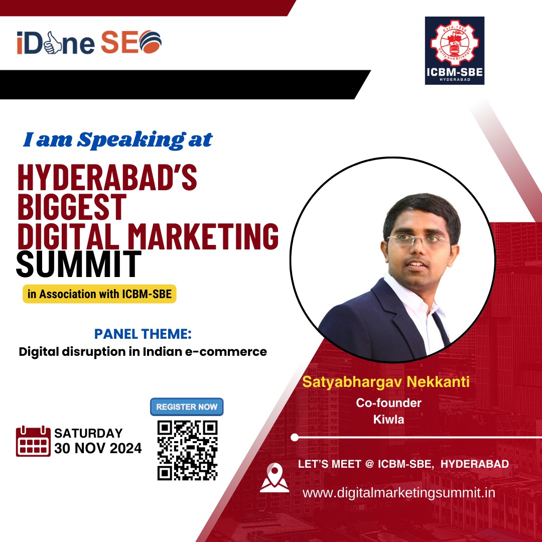 NSATYABHARGAV's tweet photo. Excited to announce I'll be speaking at the Hyderabad's Biggest Digital Marketing Summit in association with ICBM-SBE
Let's explore #DigitalMarketing #Ecommerce #HyderabadSummit #ICBMSBE #DigitalDisruption #MarketingInnovation #SatyabhargavNekkanti #crossborderecommerce #thekiwla https://t.co/EDqx071ZbE