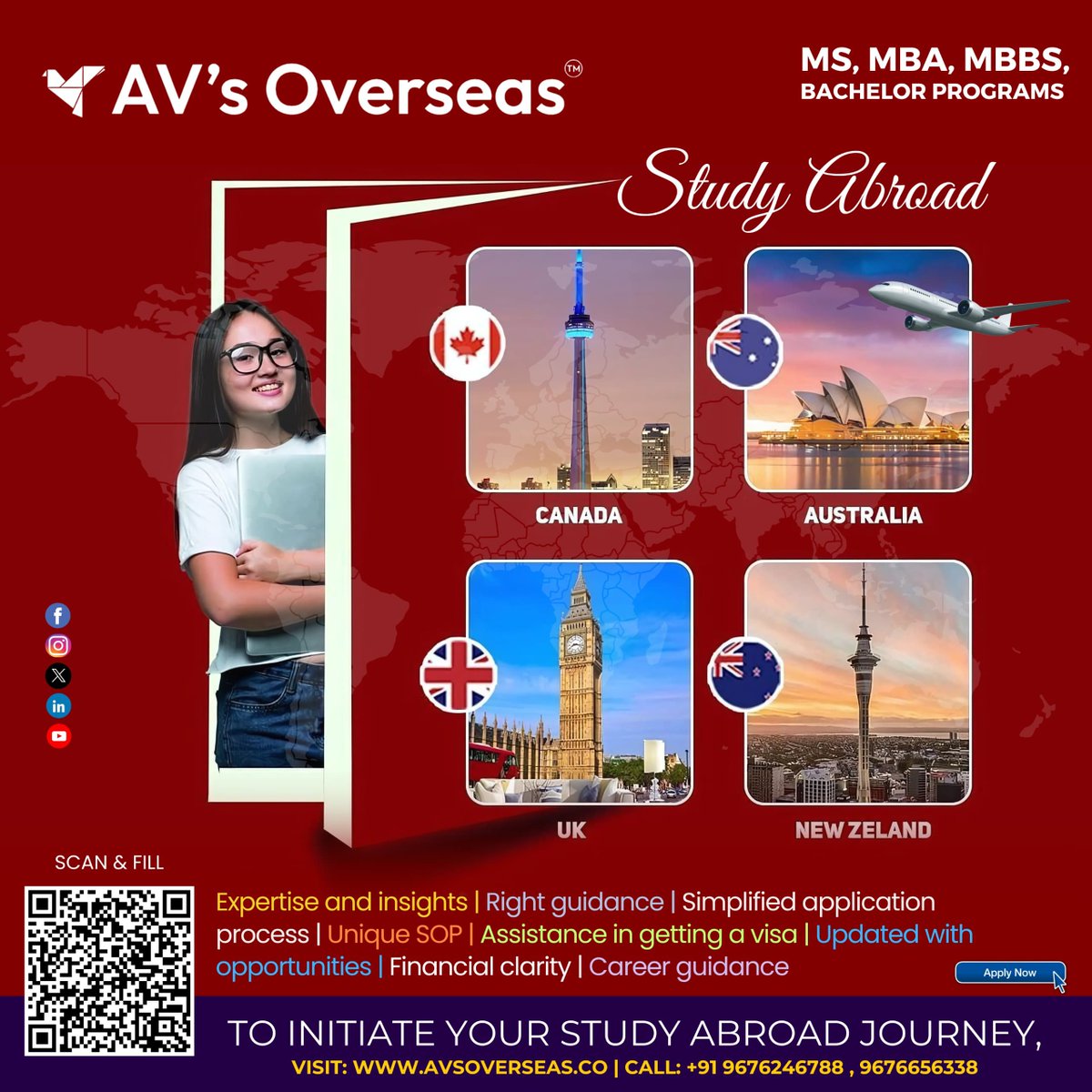 avs_overseas's tweet photo. At Av's Overseas, we provide right guidance, a simplified application process, and a unique SOP to ensure your study abroad journey is smooth. 

👉 VISIT: https://t.co/WEJlj094Y7
📞 CALL: +91 9676246788, 9676656338

#AvsOverseas #StudyAbroad #CareerGuidance https://t.co/EMgXZ0XhtN