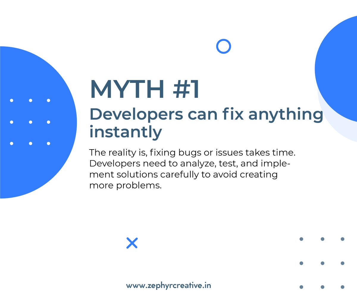 Zephyr_Creativ's tweet photo. Software development myths: 🛠️ debunked!

⛔ 'More developers = faster delivery'

⛔ 'Once it’s built, it’s done'

⛔ 'Fixing bugs is instant'

Check out the realities behind these common misconceptions. 👇

#DevMyths #TechInsights #SoftwareDevelopment https://t.co/ZRIc15Wa9J