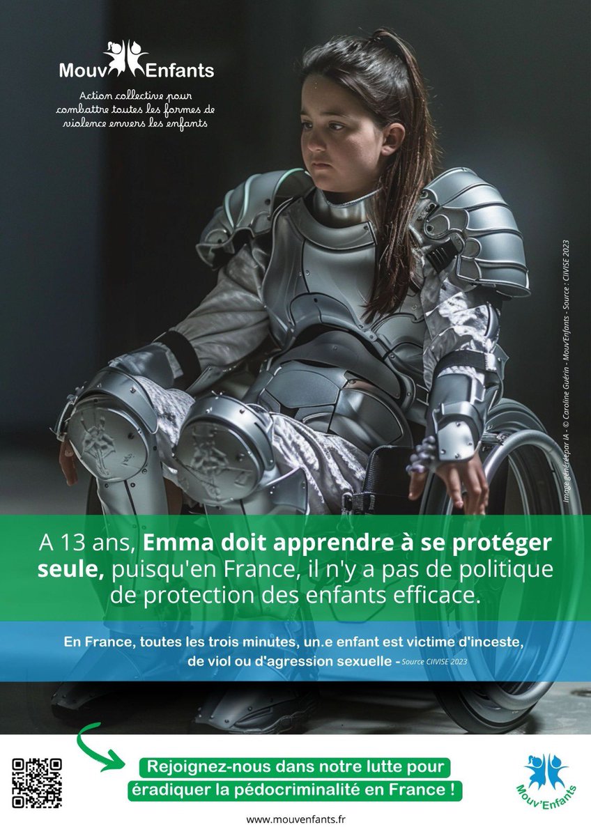 📢 Emma doit apprendre à se protéger seule, car en 🇫🇷 il n’y a pas de politique de #protectiondesenfants efficace

Rejoignez <a href="/MouvEnfants/">Mouv’Enfants</a> 👉 mouvenfants.fr

Les enfants en situation de #handicap sont 5 fois + exposés aux violences

8️⃣0️⃣% des handicap sont invisibles