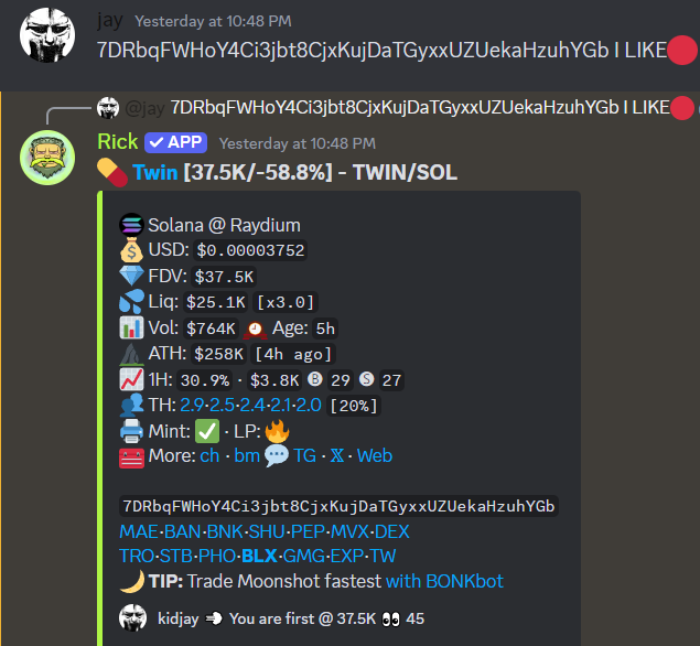 k1djay_'s tweet photo. Another TikTok meta front ran in @arcane_circle.

$Twin 37.5k -> 2.47M (65.9❌)

#memecoins #Solana #TikTok #ElonMusk https://t.co/ZJVLqRWRYd
