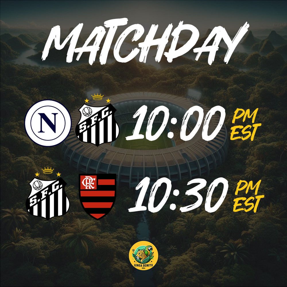🏆 MATCHDAY!

🇮🇹 Napoli x Santos 🇧🇷

🇧🇷 Santos x Flamengo 🇧🇷

LET’S GET THOSE 6 POINTS! 🐆