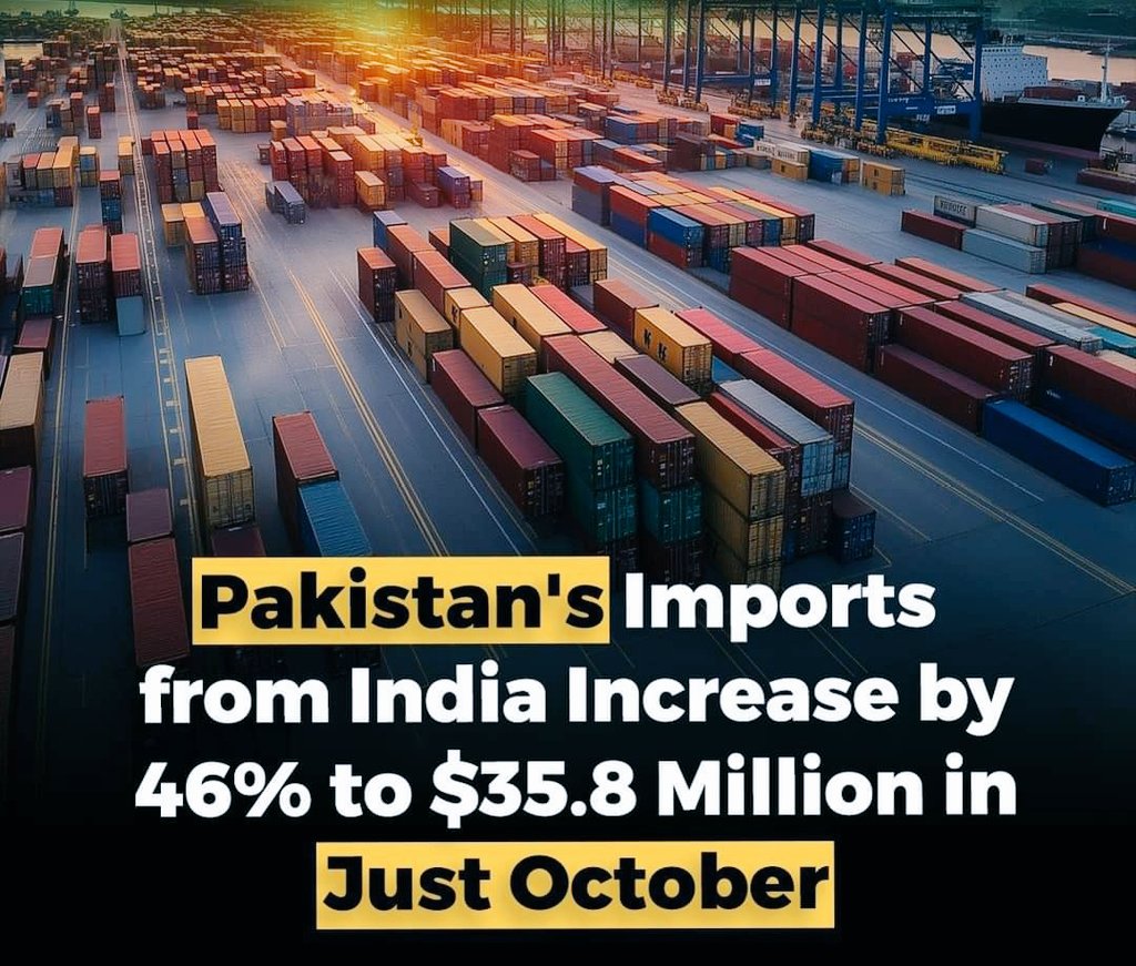 ShabanBangulzai's tweet image. 📊 Pakistan’s imports from India surged 46% YoY in October 2024, totaling $35.8M. This marks 4 consecutive increases despite suspended trade since 2019. Meanwhile, India declines to send its cricket team for the 2025 Champions Trophy.

#PakistanIndiaTrade #EconomicRelations
