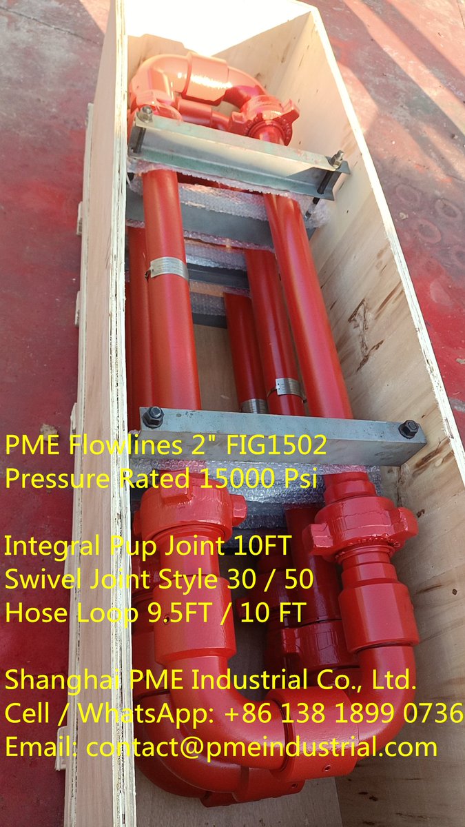 sh_pme's tweet image. Swivel Joint Style 30 / 50 2&quot; FIG1502 CWP 15K
Hose Loop 9.5FT / 10 FT 2&quot; FIG1502 CWP 15K
pmeindustrial.com/index.php/news…

Cell / WhatsApp: +86 138 1899 0736
Email: contact@pmeindustrial.com

#welltesting #pumping #cementing #fracturing #flowline #flowcontrol #manifolds #fracking