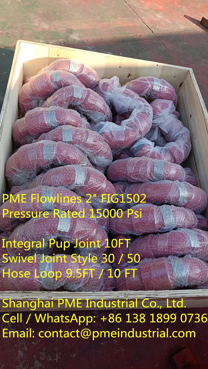 sh_pme's tweet image. Swivel Joint Style 30 / 50 2&quot; FIG1502 CWP 15K
Hose Loop 9.5FT / 10 FT 2&quot; FIG1502 CWP 15K
pmeindustrial.com/index.php/news…

Cell / WhatsApp: +86 138 1899 0736
Email: contact@pmeindustrial.com

#welltesting #pumping #cementing #fracturing #flowline #flowcontrol #manifolds #fracking
