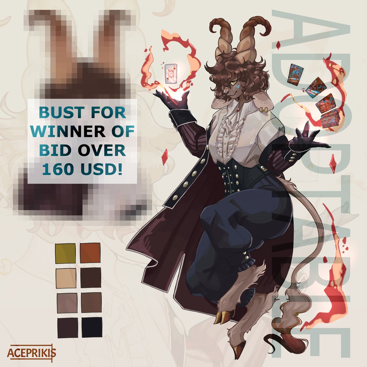 Between works I took some time to make a more detailed adopt of one of the races I love the most, satyrs ✨

I'm starting a new account, so ❤️🔁 are greatly appreciated!!

I hope you like it!! Interested? The link is below ^^