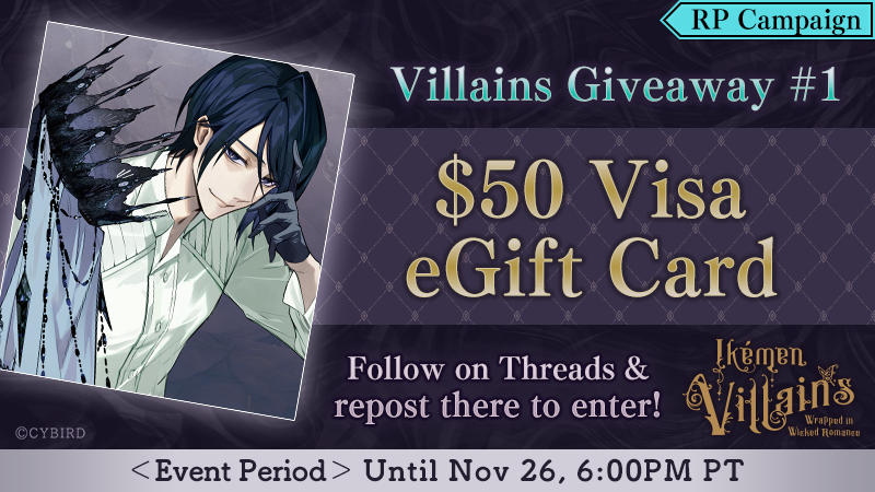 Part 1 of our Gift Card Giveaway has started over on 🧵!    

Give us a follow &amp; RP over there for a chance to get a $50 eGift card!   

🔻Check Here🔻
threads.net/@ikemenseries_…