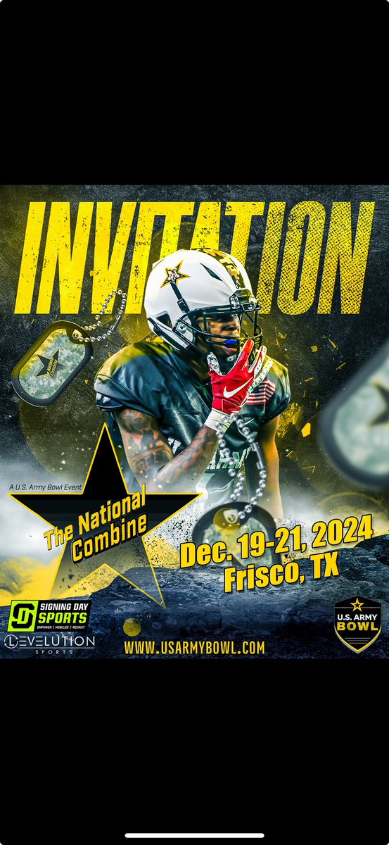 treyellis1010's tweet photo. Thank you @JJKilgore_SDS for the invite to the #TheNationalCombine at the @USArmyBowl @SDSports @CoachGreene10 @MrBurton09 @CoachJuss https://t.co/jcXFozyYlY
