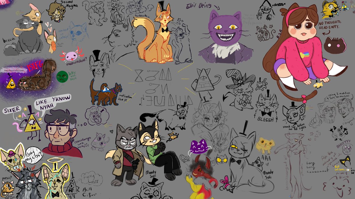 notbecca_'s tweet photo. happy purrsday!!! a cat-themed magma with my patrons! #gravityfalls tag yourself if you're on here! https://t.co/9DEjxT3mms