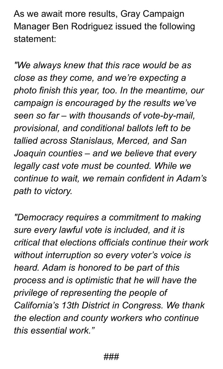 Statement from Team Gray: