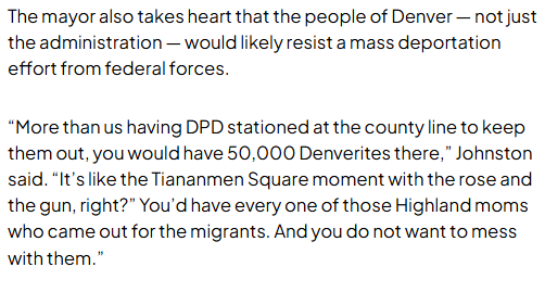 Kyle Clark (@kyleclark) on Twitter photo Quite the statement from Denver Mayor <a href="/MikeJohnstonCO/">Mike Johnston</a> - that Denver Police and citizens would physically block a mass deportation by federal forces. denverite.com/2024/11/20/den… #copolitics Quite the statement from Denver Mayor <a href="/MikeJohnstonCO/">Mike Johnston</a> - that Denver Police and citizens would physically block a mass deportation by federal forces. denverite.com/2024/11/20/den… #copolitics