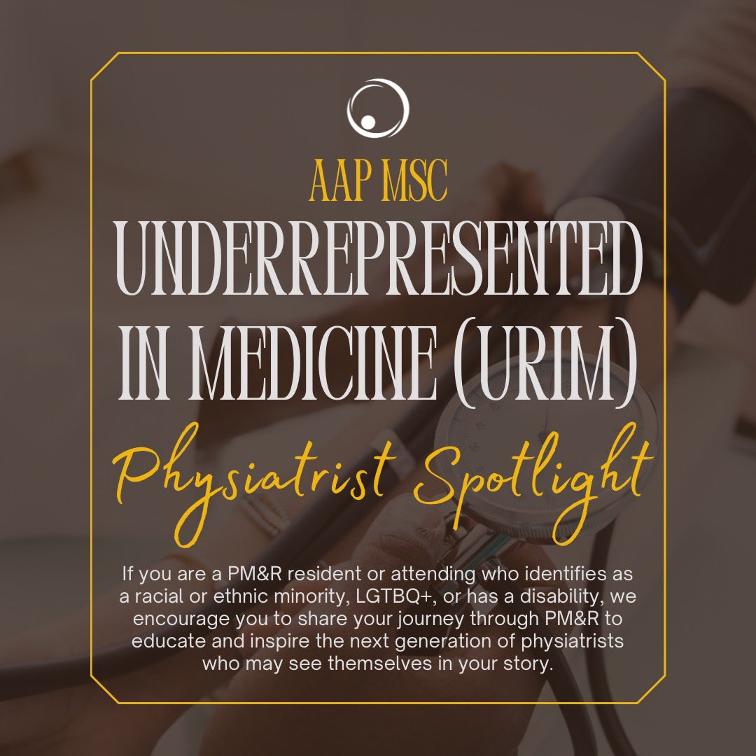 The URiM Spotlight is meant to create a platform for all to learn about the wide array of physiatrists from different backgrounds and their experiences in the field of PM&amp;R. 

🔗to be featured: forms.gle/ktyY5FUxvyR6ST…
