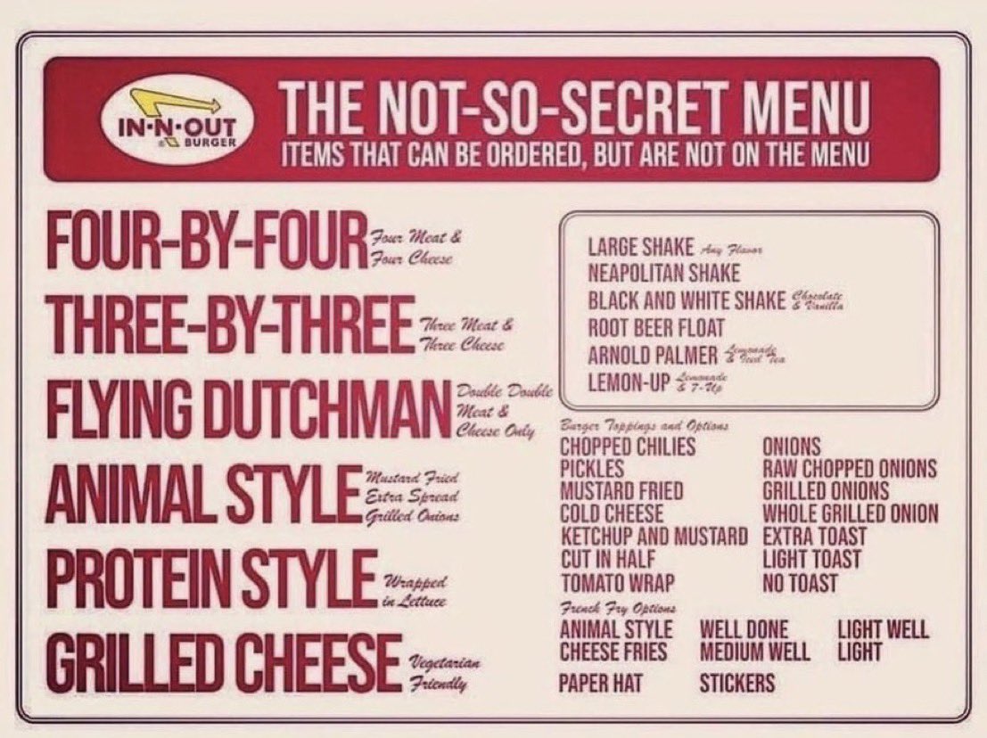 In-N-Out Burger secret menu. What’s your go to order?