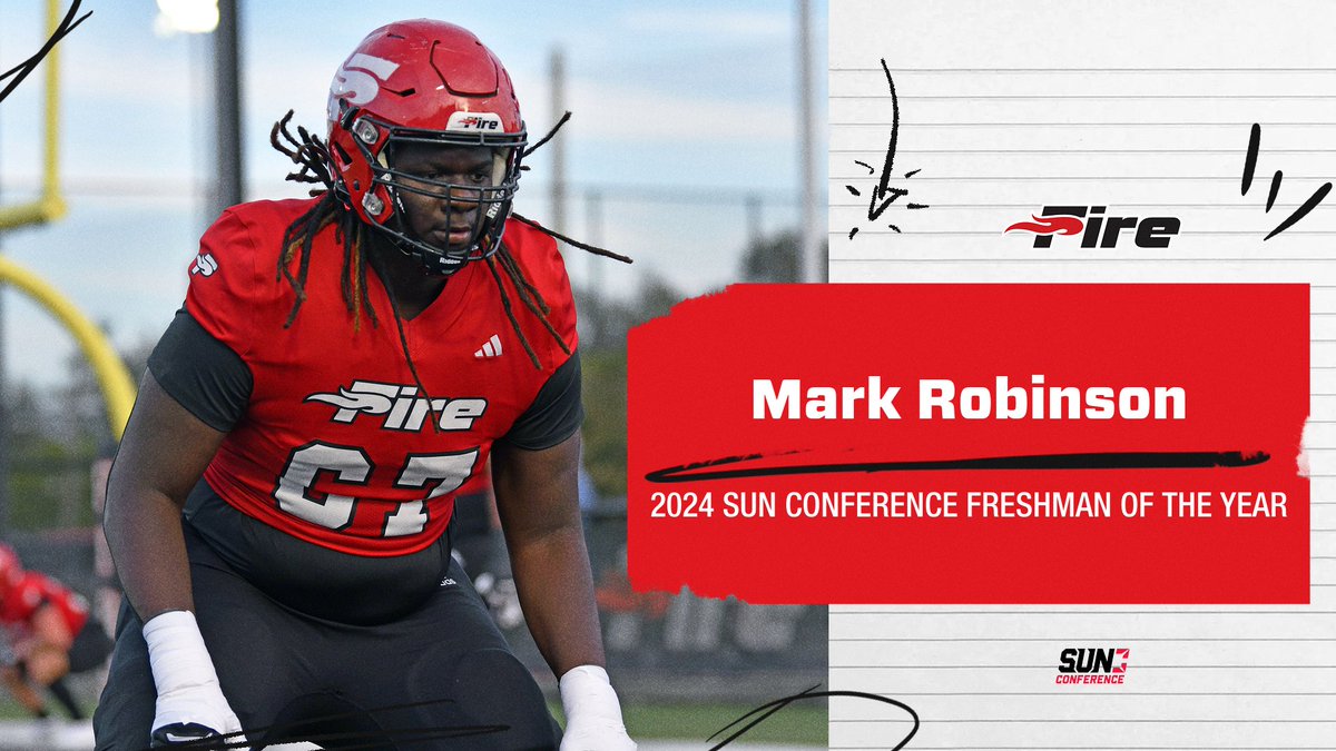 HUGE congratulations to Mark Robinson for being named Sun Conference Freshman of the Year!

#FuelTheFire🔥