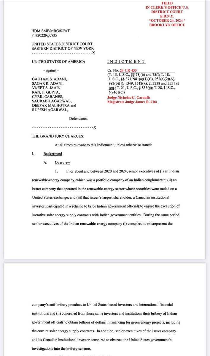 US कोर्टात अदाणी विरोधात जारी झालेले वॉरंट..

#AdaniBribe