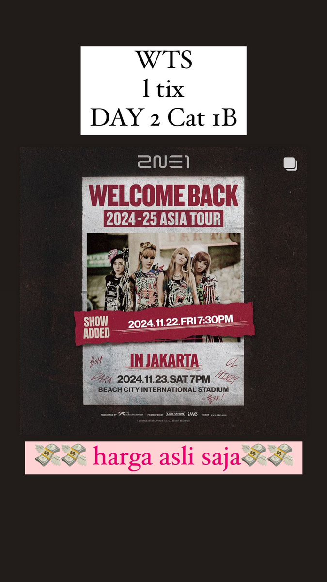 chicachandra's tweet photo. WTS 2NE1 WELCOME BACK CONCERT IN JAKARTA
DAY 2 - 23 November 2024
1 tix CAT 1B

Jual ga ambil untung, karena jadinya nonton day 1 🫶🏻
DM Me 
#2NE1_WELCOMEBACK #WTS2NE1 https://t.co/O0ij5oxzT7