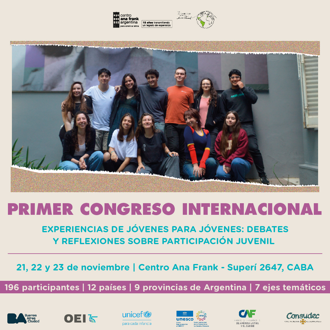 Hoy comienza el Congreso y este viernes estaremos brindando el Taller ¨Todos para uno y uno para Todos¨ en el Centro Cultural de la Cooperación acerca de los Prejuicios, Discriminación y Convivencia junto a Paola Dickstein