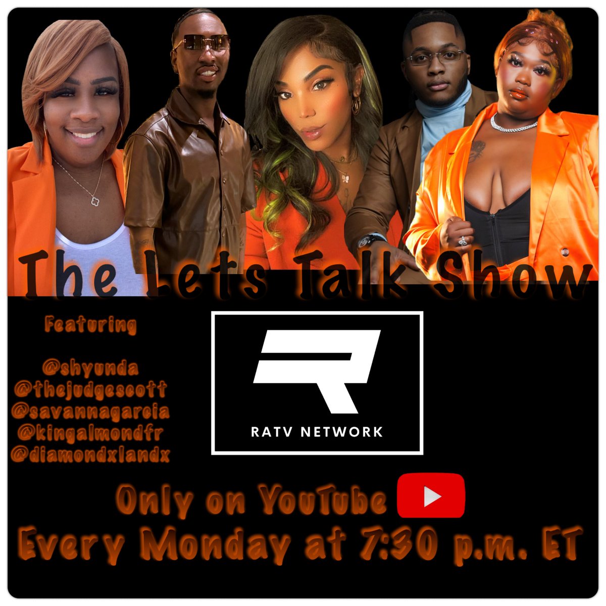 Ratvnetwork1's tweet photo. Season 4 of The Let’s Talk Show is here, and things are getting REAL! 🎤🔥 Join your host, @kingalmondfr, and this year’s incredible co-hosts: @shyunda , @savannagarcia , @thejudgescott , &amp; @diamondxlandx .

#YouTube #kingalmondfr #savannagarcia #thejudgescott #shyunda #diamond https://t.co/zvaeShqOzi