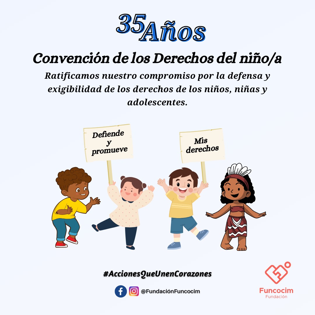 Desde #FundaciónFuncocim ratificamos nuestro compromiso con los derechos de las niñas, niños y adolescentes 🗣️

#AccionesQueUnenCorazones 

🗣️35 Años de la #ConvencióndelosDerechosdelNiñ@ de la #ONU  🗣️#EcuadorPorLaNiñez
#CDN35 #CRC35 <a href="/unicefecuador/">UNICEF Ecuador</a>