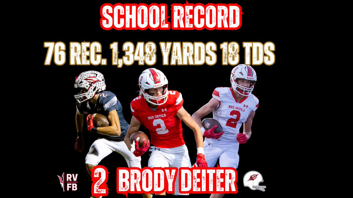 Coach Garrett Lucas (@coachlucas74) on Twitter photo Congratulations to <a href="/brody_deiter2/">Brody Deiter</a> on being named Burlington county player of the year‼️🔥🏈 Brody broke every major receiving record at RV this season and finished the year with 76 catches for 1,337 yards and 18 TDs #ForksUp Congratulations to <a href="/brody_deiter2/">Brody Deiter</a> on being named Burlington county player of the year‼️🔥🏈 Brody broke every major receiving record at RV this season and finished the year with 76 catches for 1,337 yards and 18 TDs #ForksUp