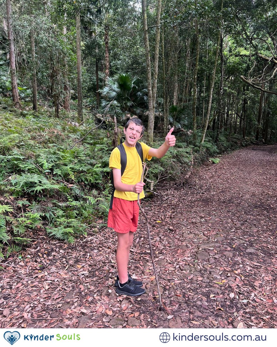 Kindersouls1's tweet photo. Thumbs up for the trail adventure! 🌲🚶‍♂️

 #KinderSouls #NDIS #NDISprovider #HikingAdventures https://t.co/egYu1OlrP4