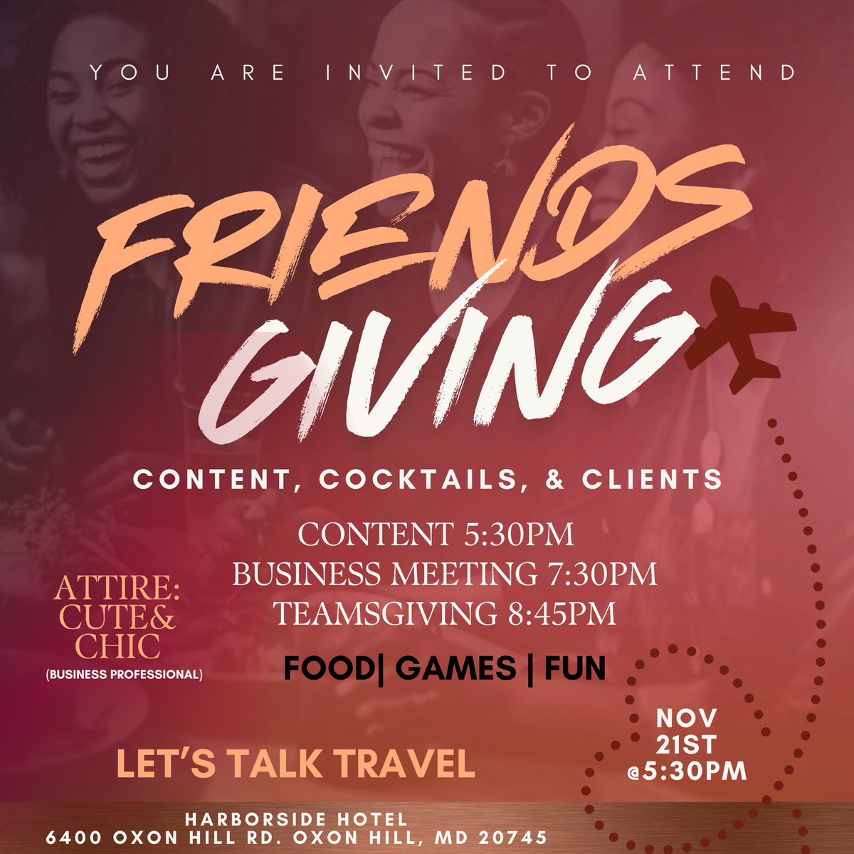 My travel team is coming together for our very first “TeamsGiving,” and we’d love for you to join us! Hope to see you there! :)